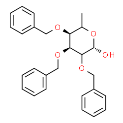 ChemSpider 2D Image | 2,3,4-Tri-O-benzyl-6-deoxy-beta-L-erythro-hexopyranose | C27H30O5