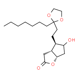 ChemSpider 2D Image | (3aR,4R,6aS)-4-[2-(2-Heptyl-1,3-dioxolan-2-yl)ethyl]-5-hydroxyhexahydro-2H-cyclopenta[b]furan-2-one | C19H32O5