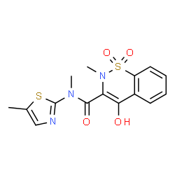 ChemSpider 2D Image | 4-Hydroxy-N,2-dimethyl-N-(5-methyl-1,3-thiazol-2-yl)-2H-1,2-benzothiazine-3-carboxamide 1,1-dioxide | C15H15N3O4S2