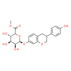 ChemSpider 2D Image | 3-(4-Hydroxyphenyl)-3,4-dihydro-2H-chromen-7-yl methyl (5xi)-beta-D-lyxo-hexopyranosiduronate | C22H24O9
