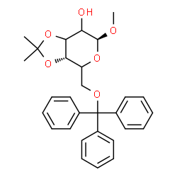 ChemSpider 2D Image | Methyl 3,4-O-isopropylidene-6-O-trityl-beta-L-glycero-hexopyranoside | C29H32O6