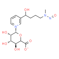 ChemSpider 2D Image | 1-[(5xi)-beta-D-lyxo-Hexopyranosyluronosyl]-3-{1-hydroxy-4-[methyl(nitroso)amino]butyl}pyridinium | C16H23N3O8