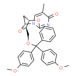 ChemSpider 2D Image | (1R,9S,10R)-10-{[Bis(4-methoxyphenyl)(phenyl)methoxy]methyl}-4-methyl-8,11-dioxa-2,6-diazatricyclo[7.2.1.0~2,7~]dodeca-3,6-dien-5-one | C31H30N2O6