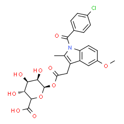 ChemSpider 2D Image | (5xi)-1-O-{[1-(4-Chlorobenzoyl)-5-methoxy-2-methyl-1H-indol-3-yl]acetyl}-beta-L-lyxo-hexopyranuronic acid | C25H24ClNO10