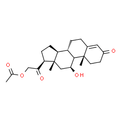 ChemSpider 2D Image | (9xi,11beta)-11-Hydroxy-3,20-dioxopregn-4-en-21-yl acetate | C23H32O5