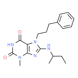 ChemSpider 2D Image | 8-(sec-Butylamino)-3-methyl-7-(3-phenylpropyl)-3,7-dihydro-1H-purine-2,6-dione | C19H25N5O2
