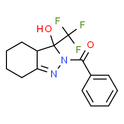 ChemSpider 2D Image | [3-Hydroxy-3-(trifluoromethyl)-3,3a,4,5,6,7-hexahydro-2H-indazol-2-yl](phenyl)methanone | C15H15F3N2O2