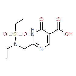 ChemSpider 2D Image | 2-{[Ethyl(ethylsulfonyl)amino]methyl}-4-oxo-1,4-dihydro-5-pyrimidinecarboxylic acid | C10H15N3O5S