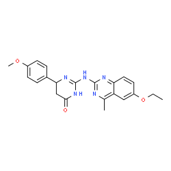 ChemSpider 2D Image | 2-[(6-Ethoxy-4-methyl-2-quinazolinyl)amino]-6-(4-methoxyphenyl)-5,6-dihydro-4(3H)-pyrimidinone | C22H23N5O3