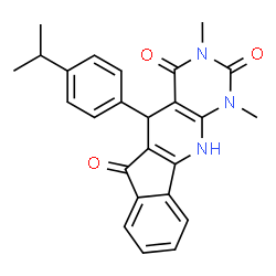 ChemSpider 2D Image | 5-(4-Isopropylphenyl)-1,3-dimethyl-5,11-dihydro-1H-indeno[2',1':5,6]pyrido[2,3-d]pyrimidine-2,4,6(3H)-trione | C25H23N3O3