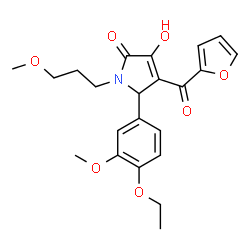 ChemSpider 2D Image | 5-(4-Ethoxy-3-methoxyphenyl)-4-(2-furoyl)-3-hydroxy-1-(3-methoxypropyl)-1,5-dihydro-2H-pyrrol-2-one | C22H25NO7