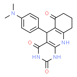ChemSpider 2D Image | 5-[4-(Dimethylamino)phenyl]-5,8,9,10-tetrahydropyrimido[4,5-b]quinoline-2,4,6(1H,3H,7H)-trione | C19H20N4O3