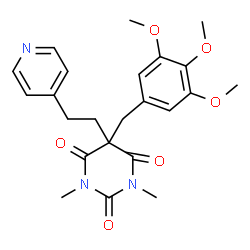 ChemSpider 2D Image | 1,3-Dimethyl-5-[2-(4-pyridinyl)ethyl]-5-(3,4,5-trimethoxybenzyl)-2,4,6(1H,3H,5H)-pyrimidinetrione | C23H27N3O6