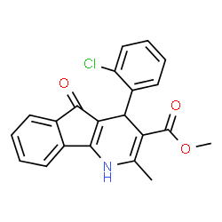 ChemSpider 2D Image | Methyl 4-(2-chlorophenyl)-2-methyl-5-oxo-4,5-dihydro-1H-indeno[1,2-b]pyridine-3-carboxylate | C21H16ClNO3