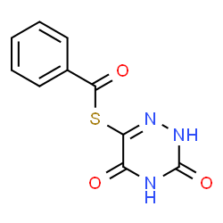 ChemSpider 2D Image | S-(3,5-Dioxo-2,3,4,5-tetrahydro-1,2,4-triazin-6-yl) benzenecarbothioate | C10H7N3O3S