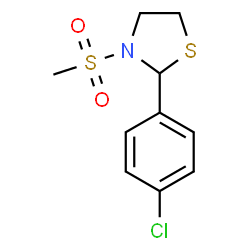 ChemSpider 2D Image | 2-(4-Chloro-phenyl)-3-methanesulfonyl-thiazolidine | C10H12ClNO2S2