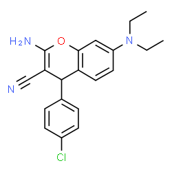 ChemSpider 2D Image | 2-Amino-4-(4-chloro-phenyl)-7-diethylamino-4H-chromene-3-carbonitrile | C20H20ClN3O