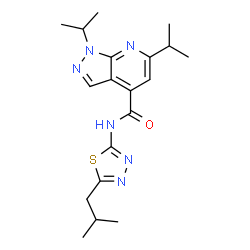 ChemSpider 2D Image | N-(5-Isobutyl-1,3,4-thiadiazol-2-yl)-1,6-diisopropyl-1H-pyrazolo[3,4-b]pyridine-4-carboxamide | C19H26N6OS