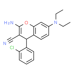 ChemSpider 2D Image | 2-Amino-4-(2-chloro-phenyl)-7-diethylamino-4H-chromene-3-carbonitrile | C20H20ClN3O