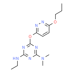 ChemSpider 2D Image | N'-Ethyl-N,N-dimethyl-6-[(6-propoxy-3-pyridazinyl)oxy]-1,3,5-triazine-2,4-diamine | C14H21N7O2