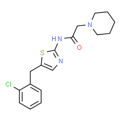 ChemSpider 2D Image | N-[5-(2-Chlorobenzyl)-1,3-thiazol-2-yl]-2-(1-piperidinyl)acetamide | C17H20ClN3OS