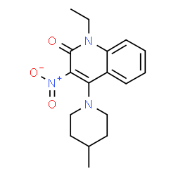 ChemSpider 2D Image | 1-Ethyl-4-(4-methyl-1-piperidinyl)-3-nitro-2(1H)-quinolinone | C17H21N3O3