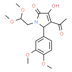ChemSpider 2D Image | 4-Acetyl-1-(2,2-dimethoxyethyl)-5-(3,4-dimethoxyphenyl)-3-hydroxy-1,5-dihydro-2H-pyrrol-2-one | C18H23NO7