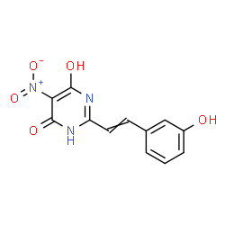 ChemSpider 2D Image | 6-Hydroxy-2-[2-(3-hydroxyphenyl)vinyl]-5-nitro-4(3H)-pyrimidinone | C12H9N3O5