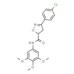 ChemSpider 2D Image | 3-(4-Chlorophenyl)-N-(3,4,5-trimethoxyphenyl)-4,5-dihydro-1,2-oxazole-5-carboxamide | C19H19ClN2O5