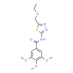 ChemSpider 2D Image | N-[5-(Ethoxymethyl)-1,3,4-thiadiazol-2-yl]-3,4,5-trimethoxybenzamide | C15H19N3O5S