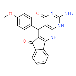 ChemSpider 2D Image | 2-Amino-5-(4-methoxyphenyl)-5,11-dihydro-1H-indeno[2',1':5,6]pyrido[2,3-d]pyrimidine-4,6-dione | C21H16N4O3