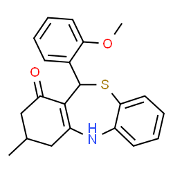 ChemSpider 2D Image | 11-(2-Methoxyphenyl)-3-methyl-3,4,5,11-tetrahydrodibenzo[b,e][1,4]thiazepin-1(2H)-one | C21H21NO2S