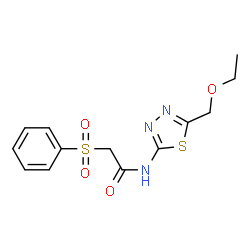 ChemSpider 2D Image | N-[5-(Ethoxymethyl)-1,3,4-thiadiazol-2-yl]-2-(phenylsulfonyl)acetamide | C13H15N3O4S2