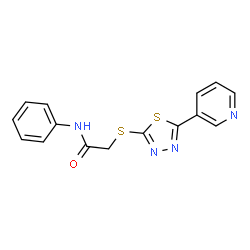ChemSpider 2D Image | N-Phenyl-2-{[5-(3-pyridinyl)-1,3,4-thiadiazol-2-yl]sulfanyl}acetamide | C15H12N4OS2