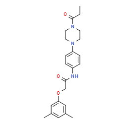 ChemSpider 2D Image | 2-(3,5-Dimethylphenoxy)-N-[4-(4-propionyl-1-piperazinyl)phenyl]acetamide | C23H29N3O3