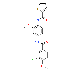 ChemSpider 2D Image | N-{4-[(3-Chloro-4-methoxybenzoyl)amino]-2-methoxyphenyl}-2-thiophenecarboxamide | C20H17ClN2O4S