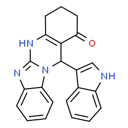 ChemSpider 2D Image | 12-(1H-Indol-3-yl)-3,4,5,12-tetrahydrobenzimidazo[2,1-b]quinazolin-1(2H)-one | C22H18N4O