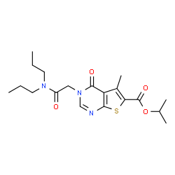 ChemSpider 2D Image | Isopropyl 3-[2-(dipropylamino)-2-oxoethyl]-5-methyl-4-oxo-3,4-dihydrothieno[2,3-d]pyrimidine-6-carboxylate | C19H27N3O4S