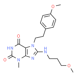 ChemSpider 2D Image | 7-[2-(4-Methoxyphenyl)ethyl]-8-[(3-methoxypropyl)amino]-3-methyl-3,7-dihydro-1H-purine-2,6-dione | C19H25N5O4