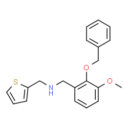 ChemSpider 2D Image | 1-[2-(Benzyloxy)-3-methoxyphenyl]-N-(2-thienylmethyl)methanamine | C20H21NO2S
