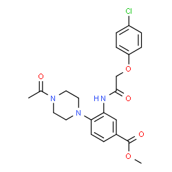 ChemSpider 2D Image | Methyl 4-(4-acetyl-1-piperazinyl)-3-{[(4-chlorophenoxy)acetyl]amino}benzoate | C22H24ClN3O5