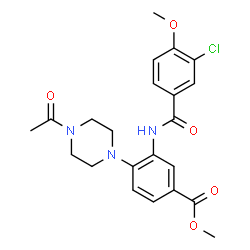 ChemSpider 2D Image | Methyl 4-(4-acetyl-1-piperazinyl)-3-[(3-chloro-4-methoxybenzoyl)amino]benzoate | C22H24ClN3O5