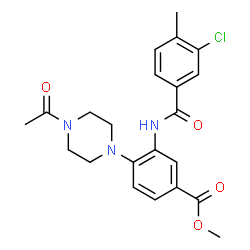 ChemSpider 2D Image | Methyl 4-(4-acetyl-1-piperazinyl)-3-[(3-chloro-4-methylbenzoyl)amino]benzoate | C22H24ClN3O4