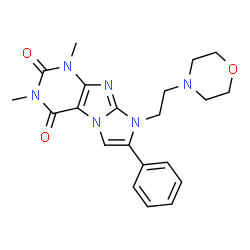 ChemSpider 2D Image | 1,3-Dimethyl-8-[2-(4-morpholinyl)ethyl]-7-phenyl-1H-imidazo[2,1-f]purine-2,4(3H,8H)-dione | C21H24N6O3