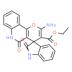 ChemSpider 2D Image | Ethyl 2'-amino-2,5'-dioxo-1,2,5',6'-tetrahydrospiro[indole-3,4'-pyrano[3,2-c]quinoline]-3'-carboxylate | C22H17N3O5