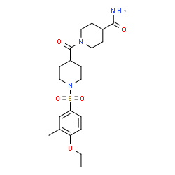 ChemSpider 2D Image | 1-({1-[(4-Ethoxy-3-methylphenyl)sulfonyl]-4-piperidinyl}carbonyl)-4-piperidinecarboxamide | C21H31N3O5S