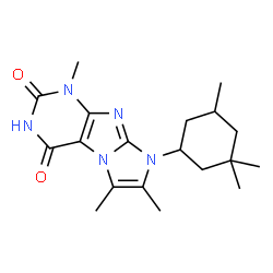 ChemSpider 2D Image | 1,6,7-Trimethyl-8-(3,3,5-trimethylcyclohexyl)-1H-imidazo[2,1-f]purine-2,4(3H,8H)-dione | C19H27N5O2