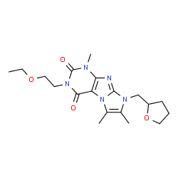 ChemSpider 2D Image | 3-(2-Ethoxyethyl)-1,6,7-trimethyl-8-(tetrahydro-2-furanylmethyl)-1H-imidazo[2,1-f]purine-2,4(3H,8H)-dione | C19H27N5O4