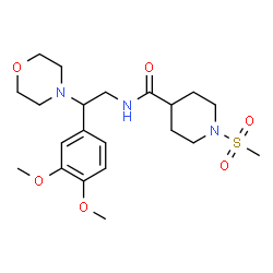 ChemSpider 2D Image | N-[2-(3,4-Dimethoxyphenyl)-2-(4-morpholinyl)ethyl]-1-(methylsulfonyl)-4-piperidinecarboxamide | C21H33N3O6S