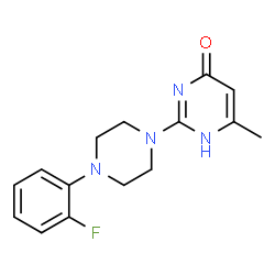 ChemSpider 2D Image | 2-[4-(2-Fluorophenyl)-1-piperazinyl]-6-methyl-4(1H)-pyrimidinone | C15H17FN4O